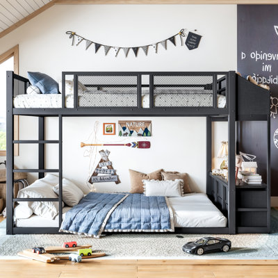 Full Bunk Bed with Built-In Stairs