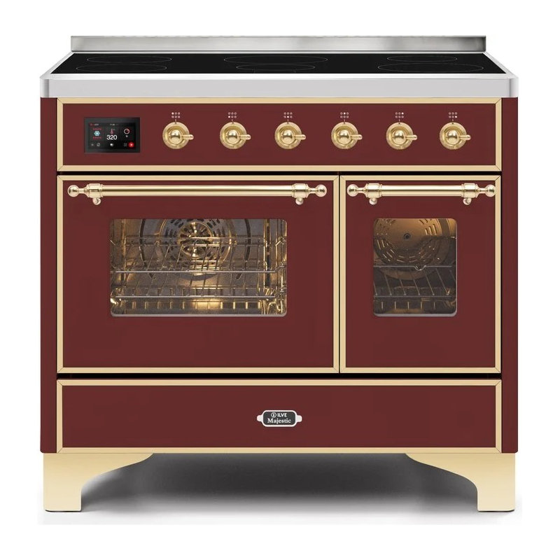 Majestic II 40" Freestanding Induction Range, Burgundy/Brass