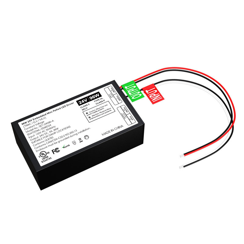 Pilote 96 W à intensité variable 24 V à DEL, mini transformateur de gradation en pot intégré, compatible avec Triac / MLV / ELV