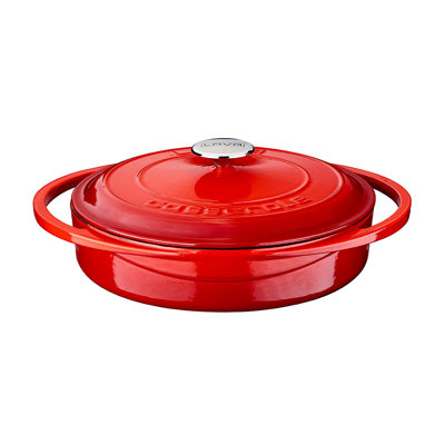 Fonte lave 4 pte / 11 po. Cocotte multi-usages émaillée avec couvercle - ronde