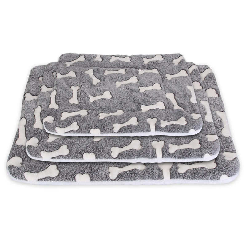 Tapis de lit confortable en flanelle pour chien avec motifs d'os