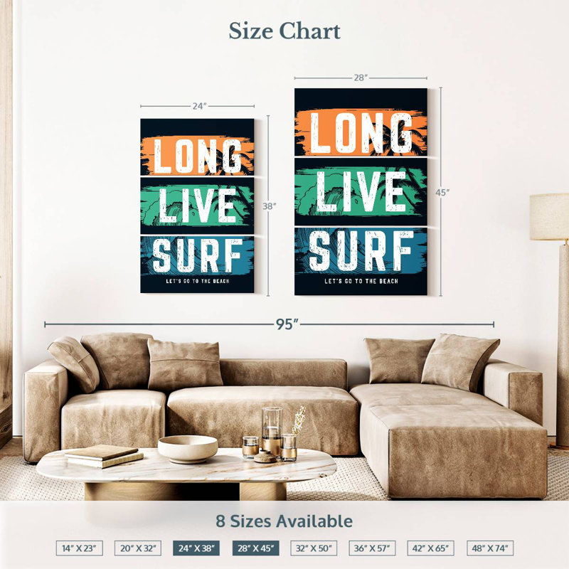 Tergel Long Live Surf, typographie, H 45 po x l 28 po