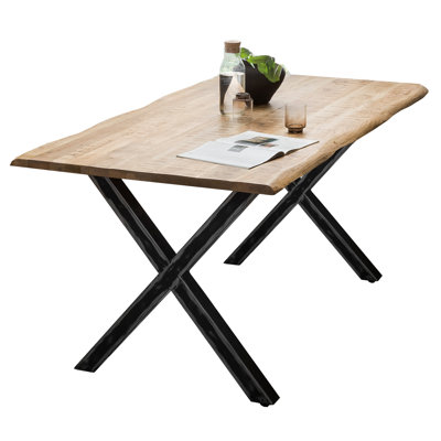 Seabrook Solid Wood Top Metal Base Dining Table