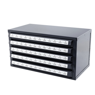 Five - Drawer #1 To #60 Drill Bit Dispenser, Stackable Organizer Cabinet With , Gray Steel Storage Easy Pull Drawers Organizer, Dispenser Corrosion Electroplating