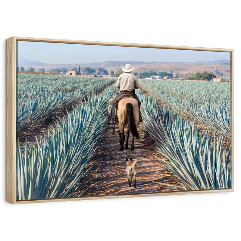 Inspecter la plantation d'agave, Cadre flottant en bois naturel, 37 po x 25 po
