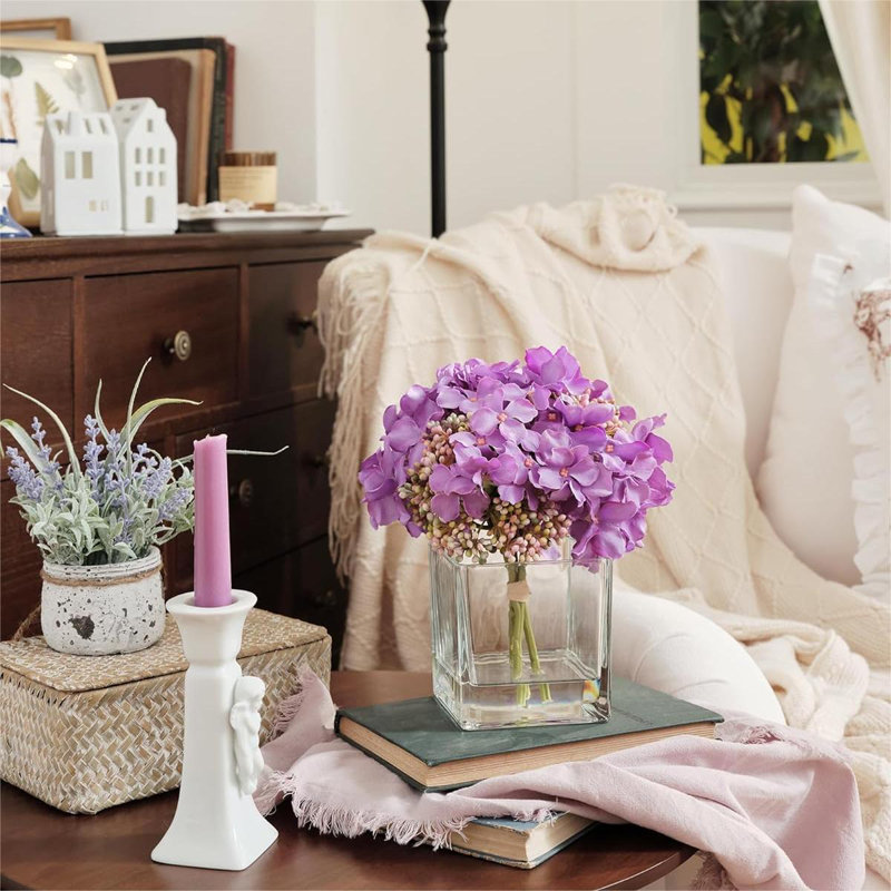 Silk Hydrangea Arrangement in Vase