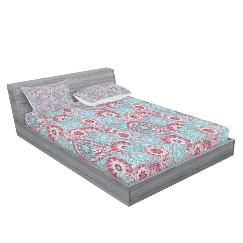 Microfiber Paisley Sheet Set, Queen Sheet Set with Fitted Sheet, Paisley