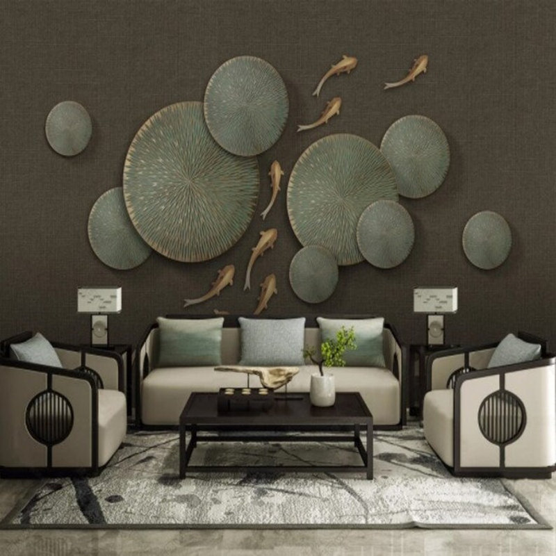 Koi Pond Elegance - Tranquillité artistique en mouvement, L 96 po x l 108 po