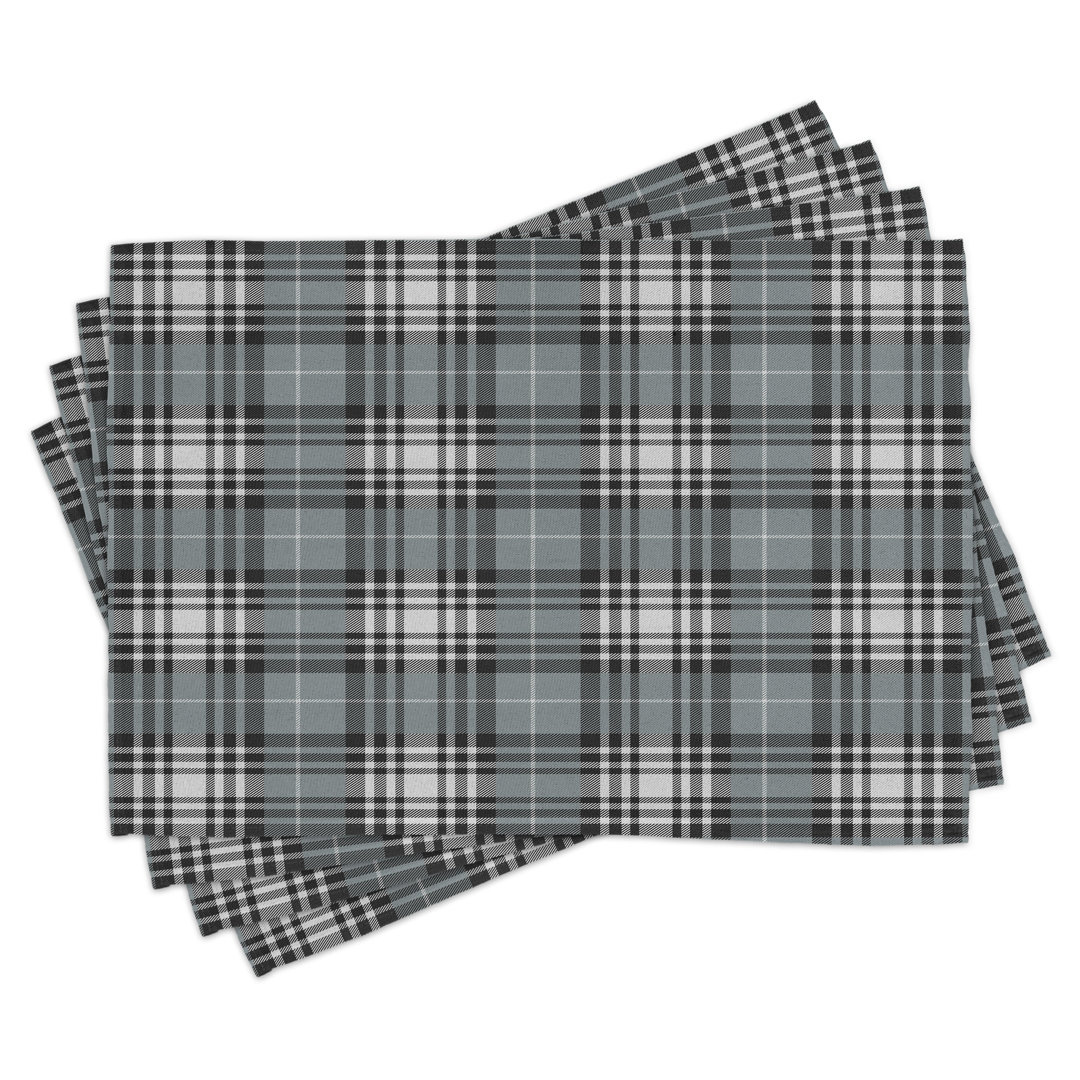 Platzmatten, Dunkle britische Tartan, Kariert, Grau Schwarz Weiß