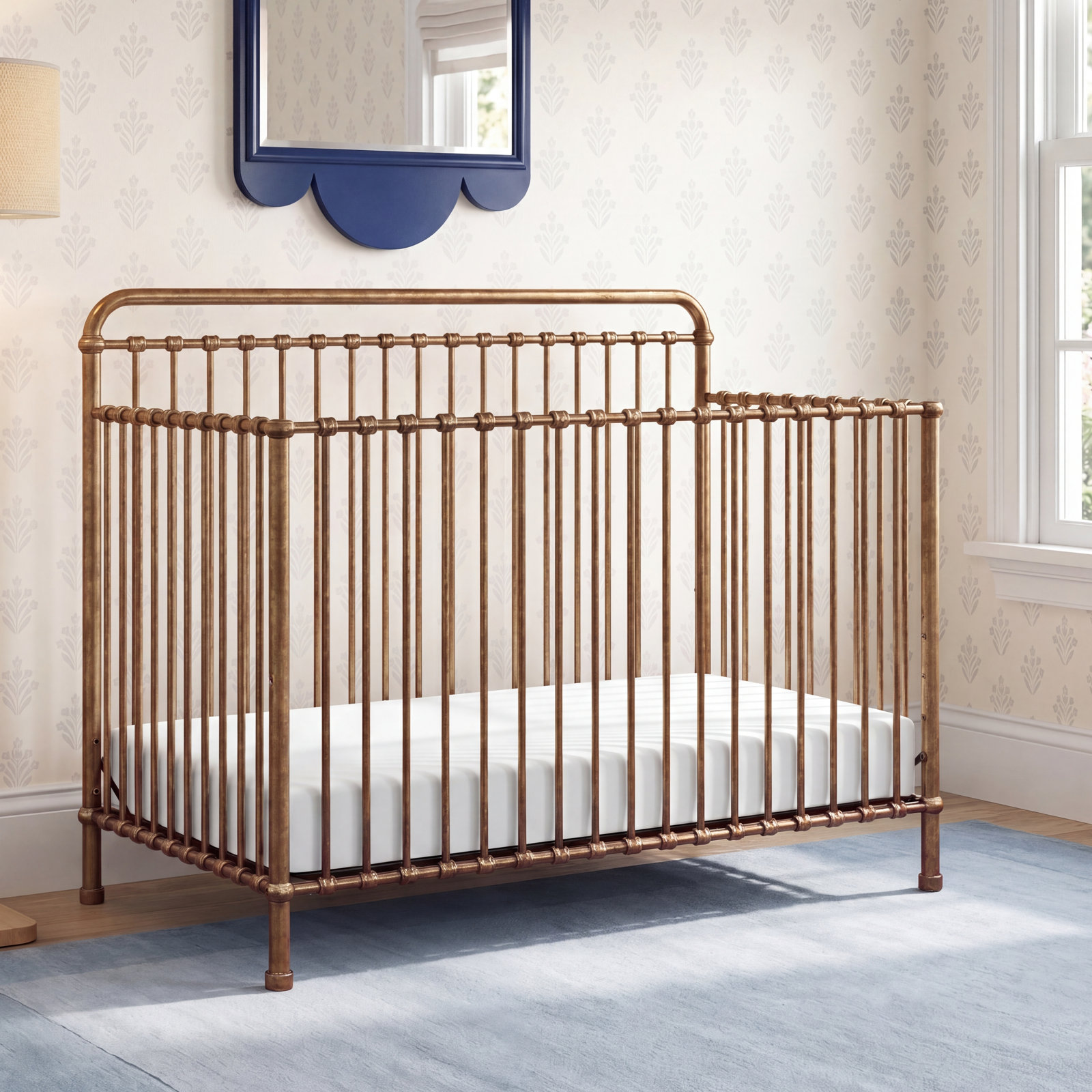 Winston Steel 4-in-1 Convertible Crib, Vintage Gold