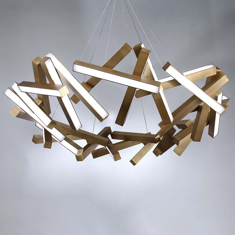 Chaos 31 - Light LED Chandelier, Aged Brass