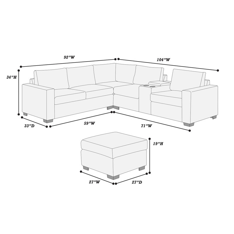 Ensemble modulaire large en velours côtelé, Velours côtelé gris pâle
