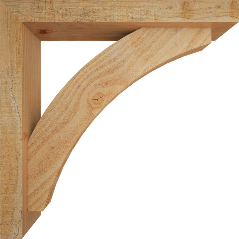 Thorton Block Bracket with Offset Brace, 22 x 22, 4"W Douglas Fir (Rough Sawn)