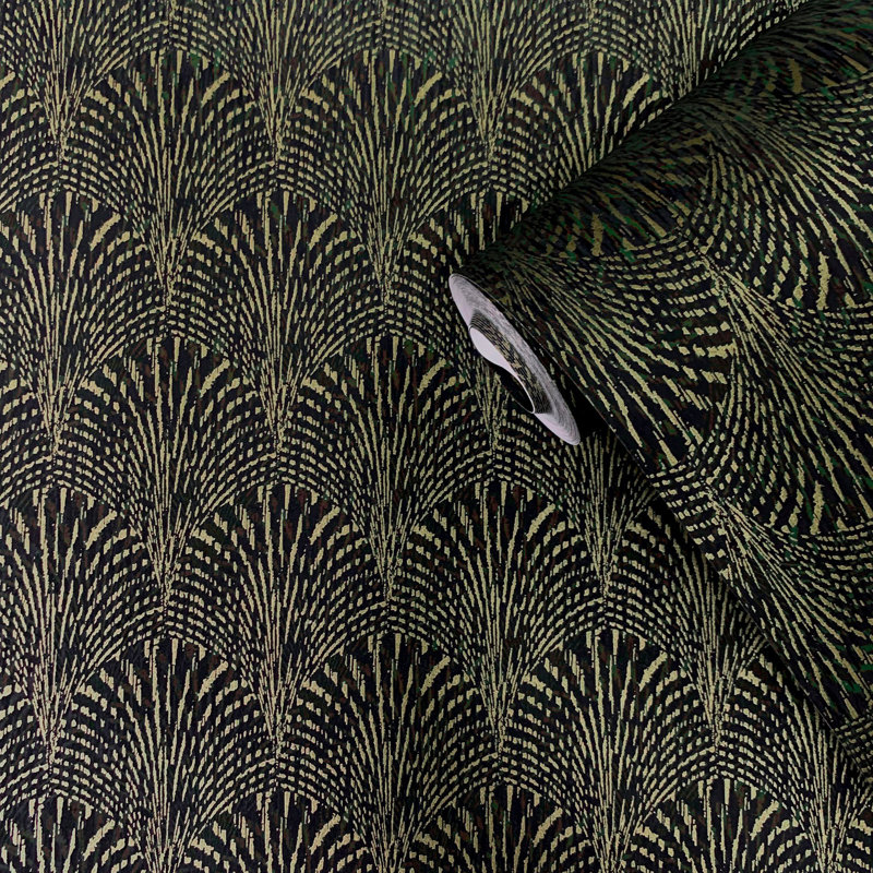 Boutique Geometric Fan Wallpaper Roll, Green