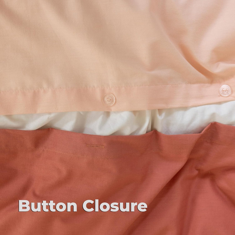 Reversible 100% Cotton Duvet Cover Set, Luxury Cotton Duvet Cover with Pillowcases, Soft & Breathable, Double, Teracotta
