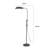 Arc Floor Lamp With Pull Chain, 42-58 Inch Adjustable Pole, Gray Metal