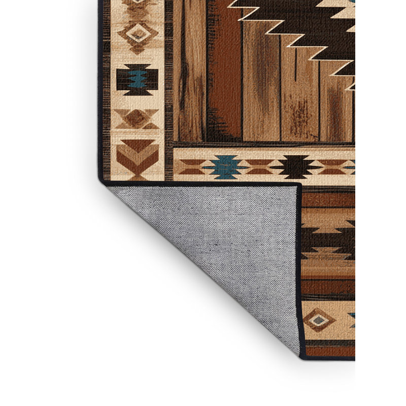 Washable Western Ranch Southwestern Area Rug, Rectangle 6' x 9'