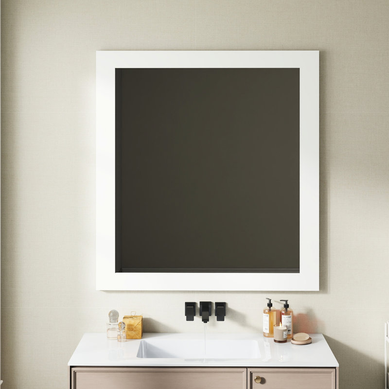 Miroir de salle de bain 32 pouces carré, finition mate élégante et image