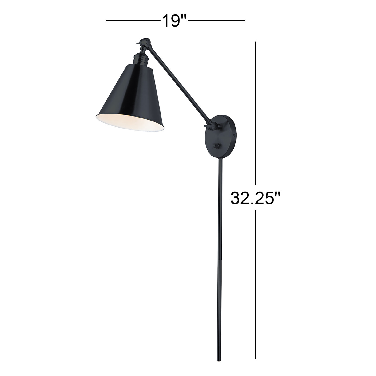 Single Light Dimmable Plug-in Swing Arm Sconce