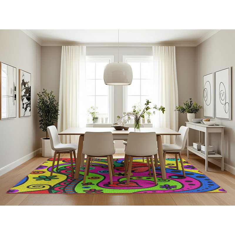 Tapis motif rose/vert/bleu, Rectangle 7 pi x 10 pi
