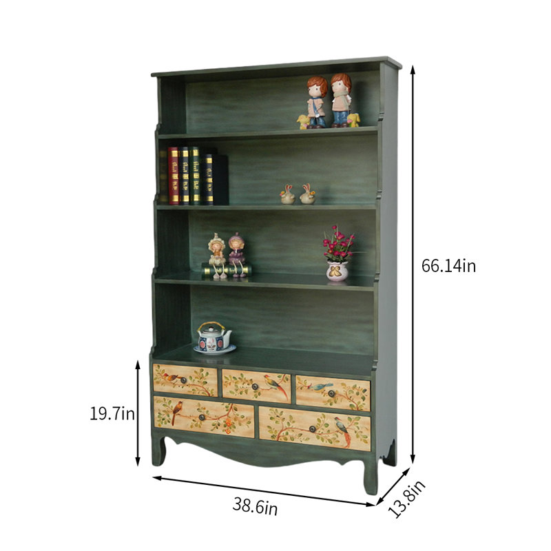 Bibliothèque simple en bois massif peint en vert