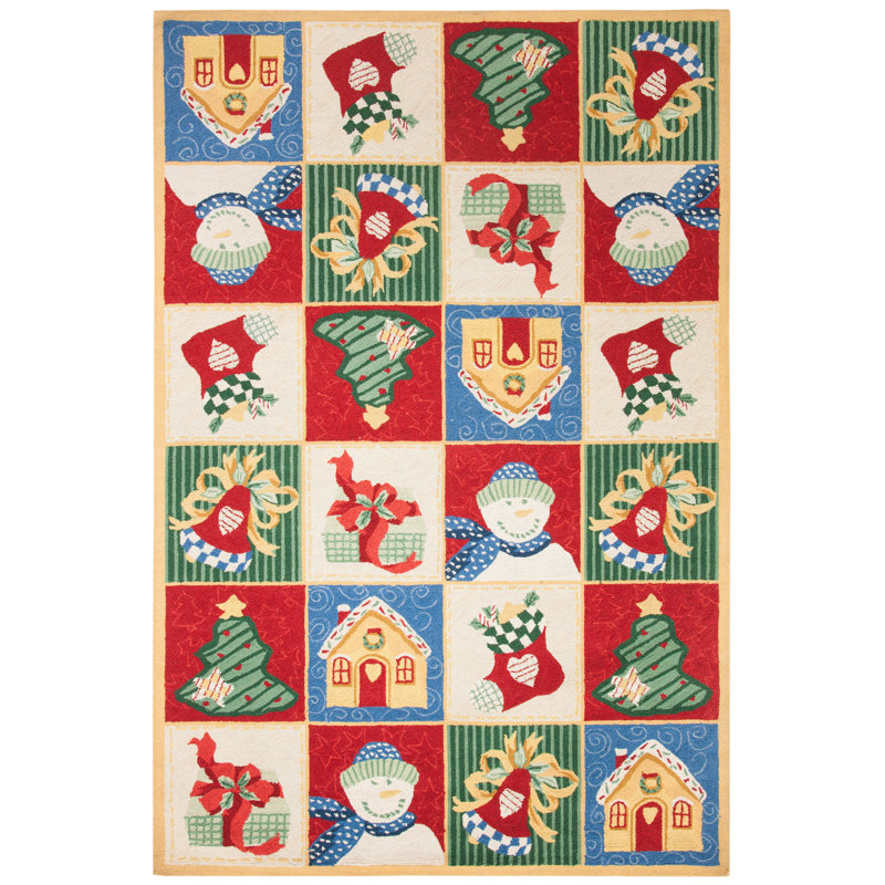 Paget Hand Hooked Wool Floral Rug, Rectangle 5'3" x 8'3"