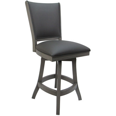 Swivel Upholstered Counter Stool with Solid Wood Frame
