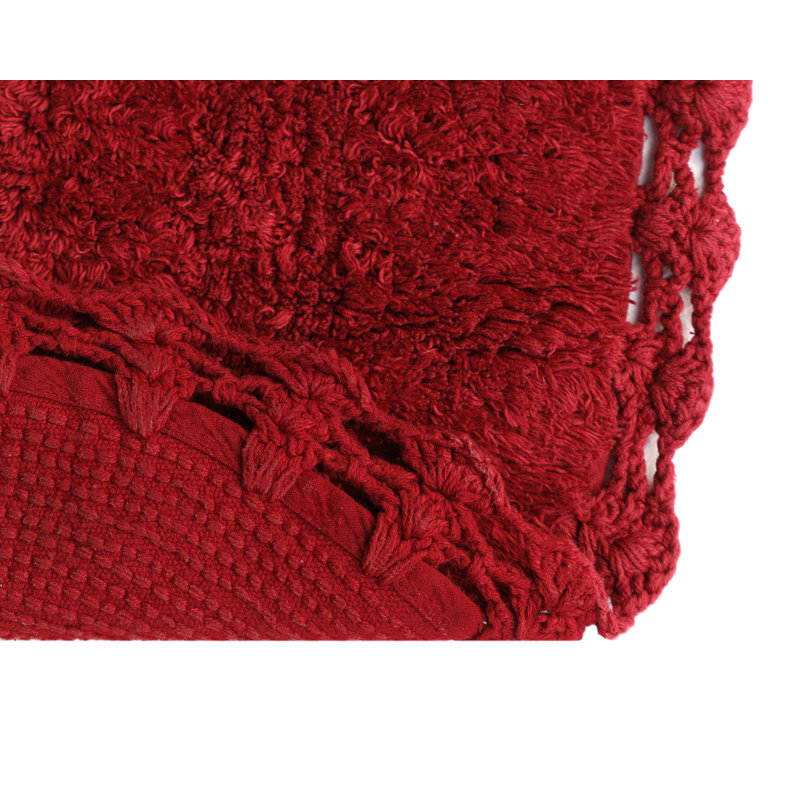 Schrick 100% Cotton Non-Slip Bath Rug, Red