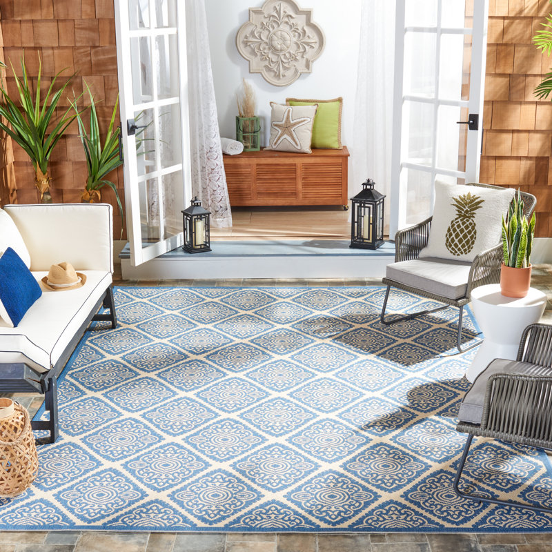 Frankee Performance Damask Indoor/Outdoor Area Rug, Rectangle 5'3" x 7'6"