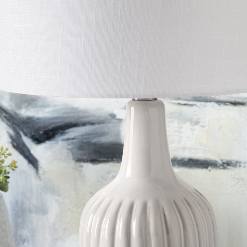 Ensemble de 2 lampes de table en céramique avec abat-jour, Blanc