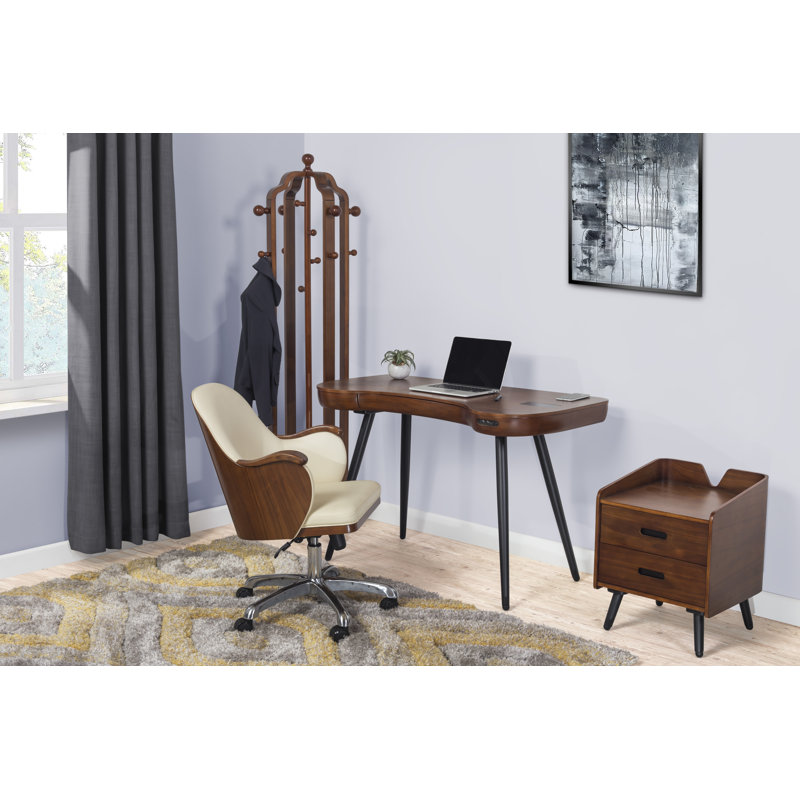 Casto Curved Solid Wood Base Writing Desk