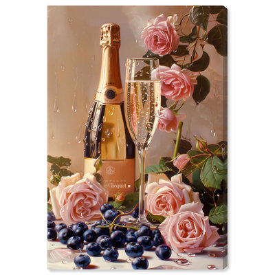 Berries and Champagne Light Illustration de mode sur toile par Art Remedy