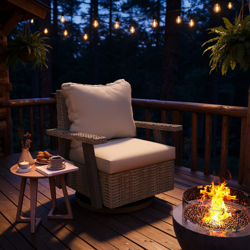 All - Weather Hand - Woven Resin Wicker 360° Swivel Patio Chair With High - Resilience Olefin Cushion - Ideal For Outdoor Living Spaces