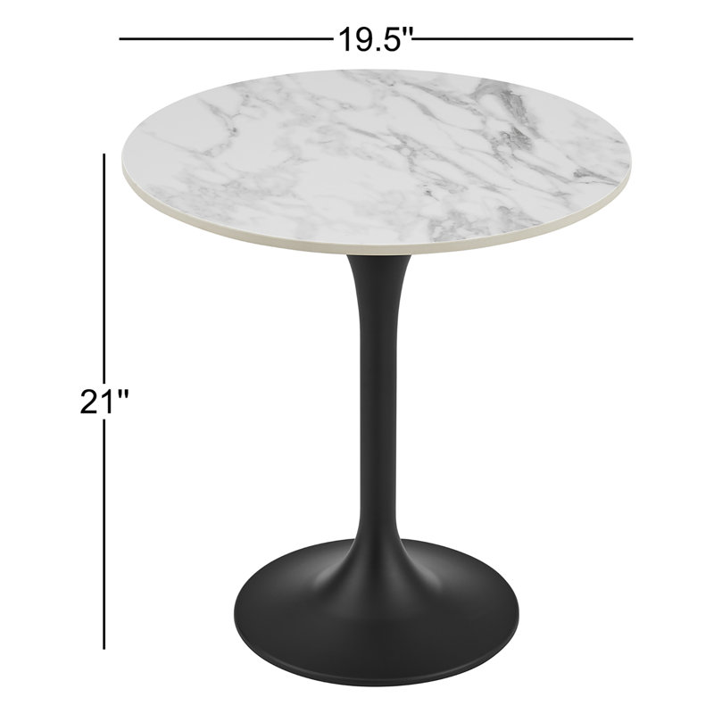 Flow Side Table With High Gloss White Ceramic Top And High Gloss Base, Black