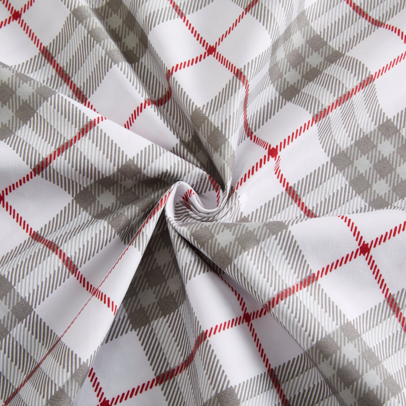 Ensemble de draps en coton imprimé à motif de tartan à motif de tartan à motif de tartan à motif de tartan à densité moyenne de 600 fils Marina