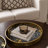 Archy Round Tray, Set of 2, Abstract Patterns, Black-Gold Polyurethane
