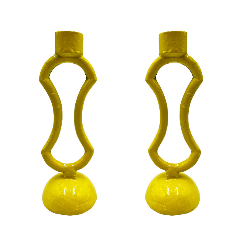 9" H Aluminum Taper Candlestick, Yellow