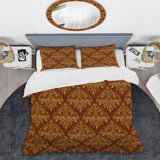 Brown Damask - Abstract Duvet Cover Set - Microfiber Polyester
