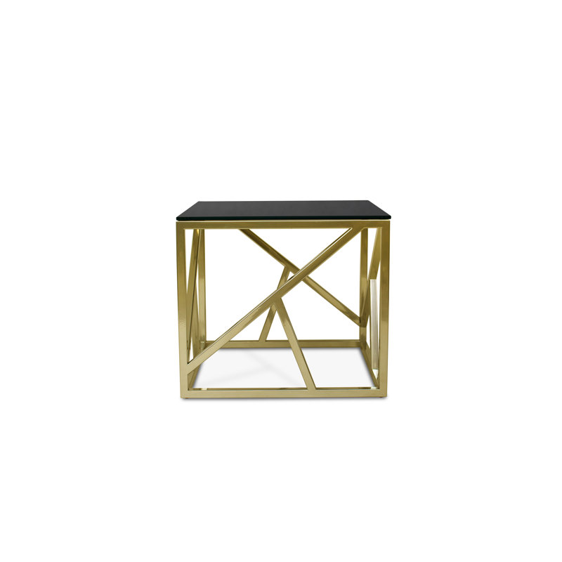 Goshorn Glass Top Frame End Table, Gold