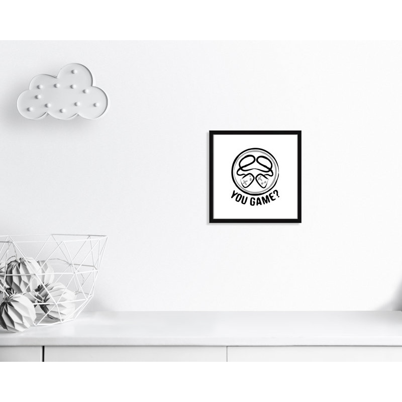 Décoration murale pour enfants avec emblème de jeu, H 17 po x l 17 po x P 1,18 po, Encadré de boîte noir
