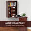 Bureau mural, bureau convertible escamotable, acajou