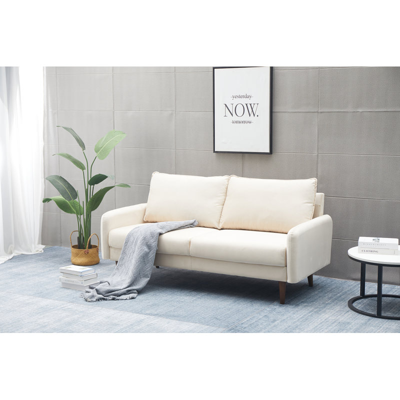 Estancia 72'' Velvet Sofa, Beige Velvet