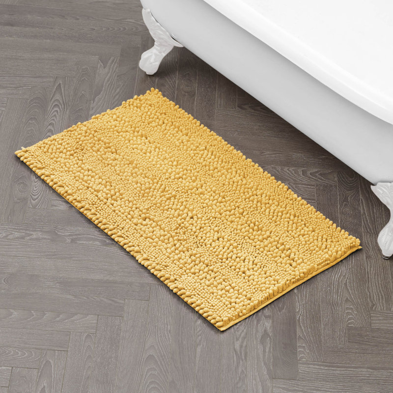 Laura Ashley Astor Chenille Non-Slip Bath Mat, Yellow, 20" W x 34" L