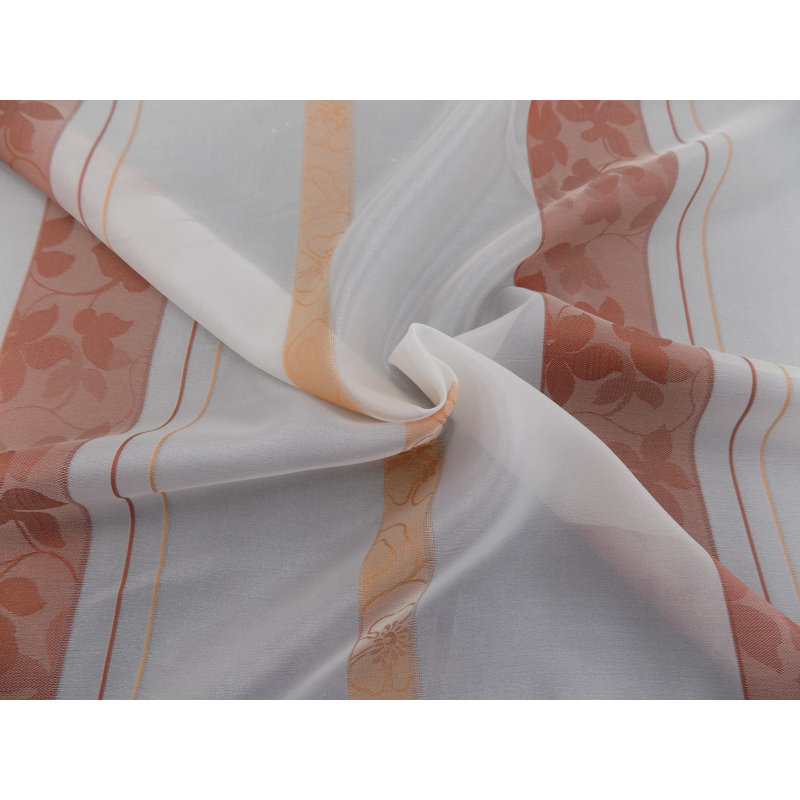 Lambertville Semi Sheer Curtain Single Panel, 600 W x 175 D cm, Terracotta/White