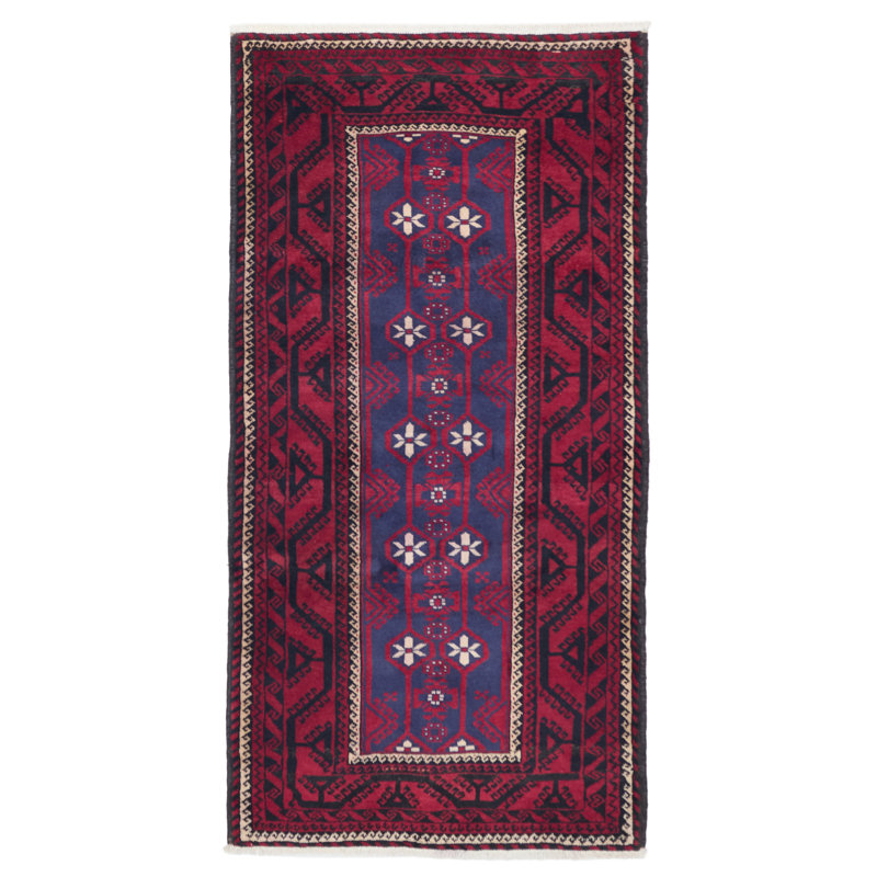 Tapis rouge Baluch 3 pi 8 po x 7 pi 6 po