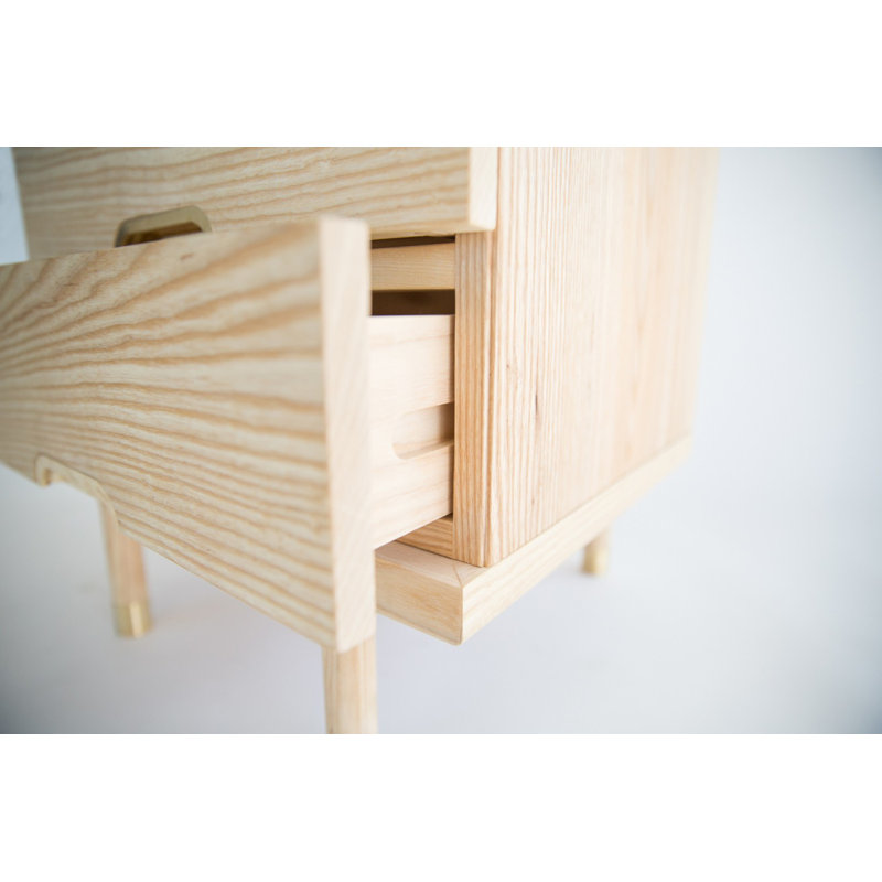 Simple Solid Wood End Table, Natural Wood