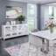 Buffet 71 pouces avec portes en miroir, blanc