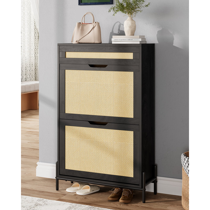 8 Pair Shoe Storage Cabinet, Black
