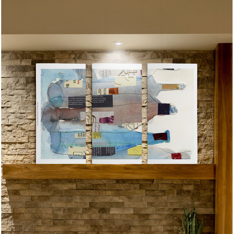 « the wine bouteilles i », reproduction d’art à multiples images sur toile, H 32 po x l 48 po x P 1,5 po