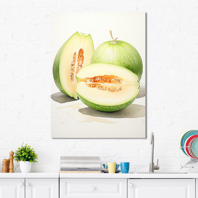 Minimaliste Cantelope Essence II - Melon, art mural, H 32 po x l 24 po x P 1 po